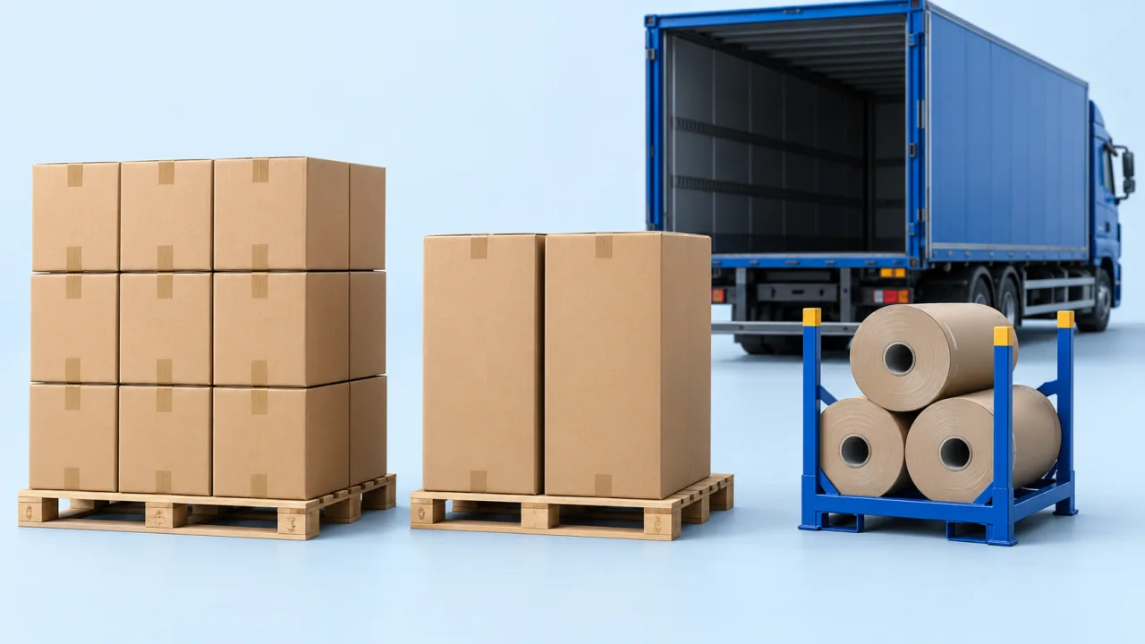 Cargo rules in load planning: types, positions and stacking limits: illustrative cargo and loading-space scene.