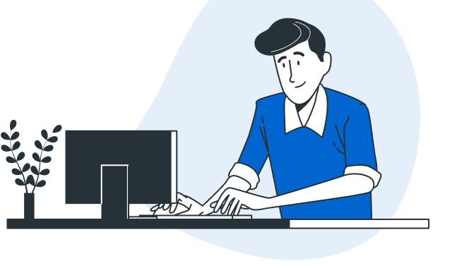 Man at the computer: process automation